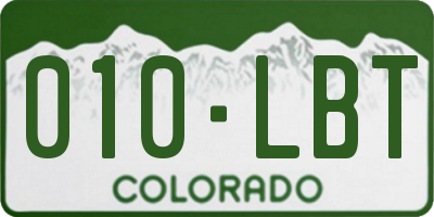 CO license plate 010LBT
