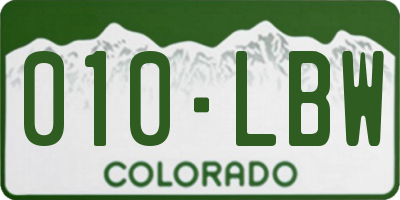 CO license plate 010LBW