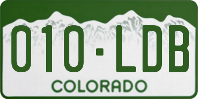 CO license plate 010LDB