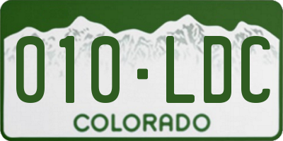 CO license plate 010LDC