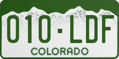 CO license plate 010LDF