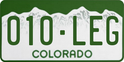 CO license plate 010LEG