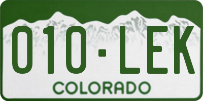 CO license plate 010LEK