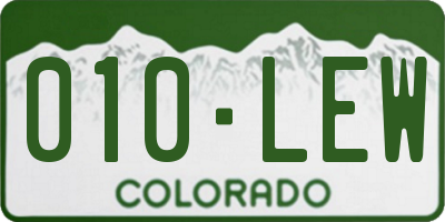 CO license plate 010LEW