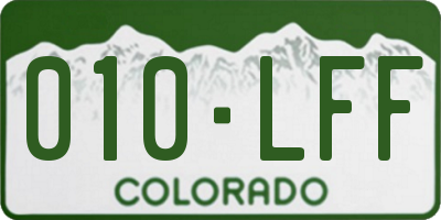 CO license plate 010LFF