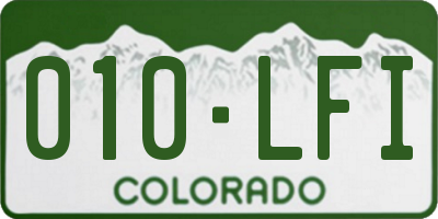 CO license plate 010LFI