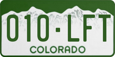 CO license plate 010LFT