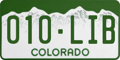 CO license plate 010LIB