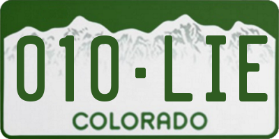 CO license plate 010LIE