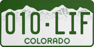 CO license plate 010LIF