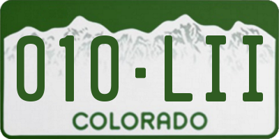CO license plate 010LII