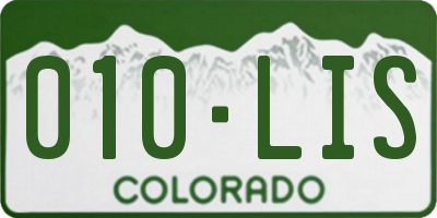 CO license plate 010LIS