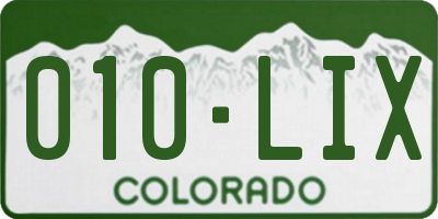 CO license plate 010LIX