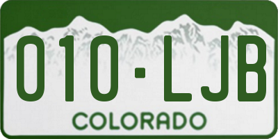 CO license plate 010LJB