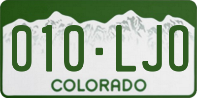 CO license plate 010LJO