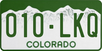 CO license plate 010LKQ
