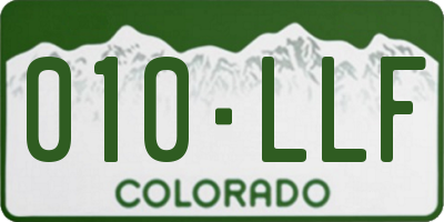 CO license plate 010LLF