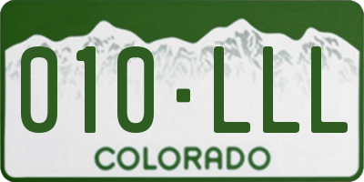 CO license plate 010LLL