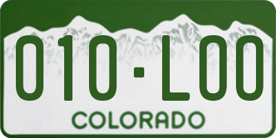 CO license plate 010LOO