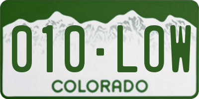 CO license plate 010LOW