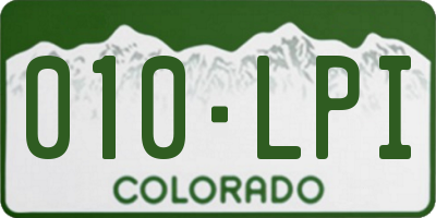 CO license plate 010LPI