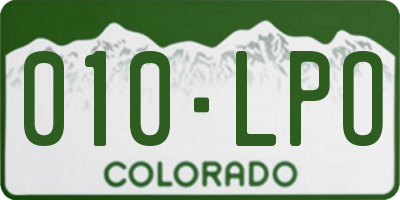 CO license plate 010LPO