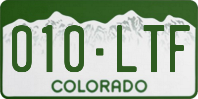 CO license plate 010LTF