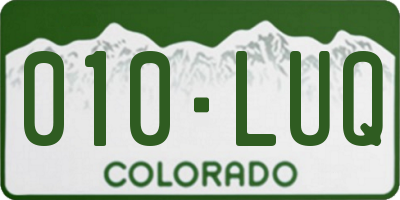 CO license plate 010LUQ