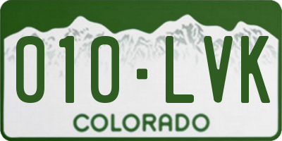 CO license plate 010LVK