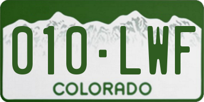 CO license plate 010LWF