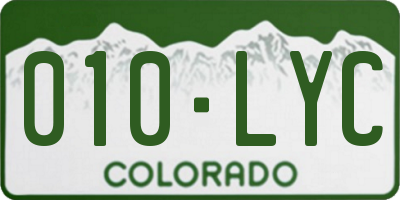 CO license plate 010LYC