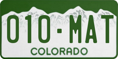 CO license plate 010MAT