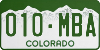 CO license plate 010MBA