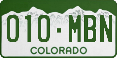 CO license plate 010MBN