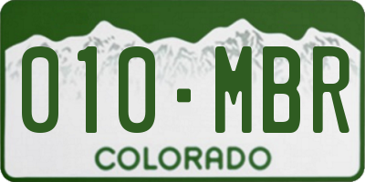 CO license plate 010MBR