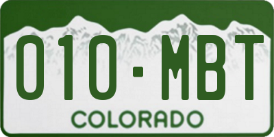 CO license plate 010MBT