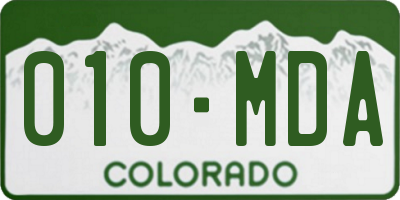 CO license plate 010MDA
