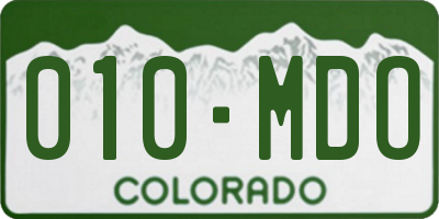 CO license plate 010MDO