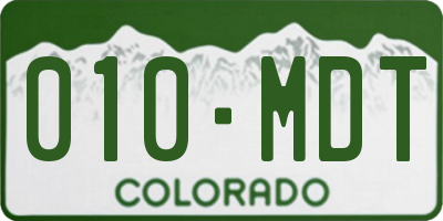 CO license plate 010MDT