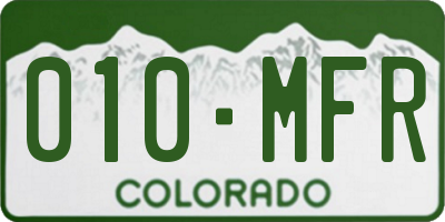 CO license plate 010MFR