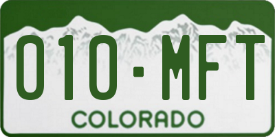 CO license plate 010MFT
