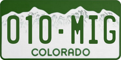 CO license plate 010MIG