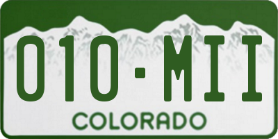 CO license plate 010MII