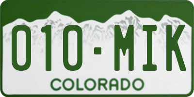 CO license plate 010MIK