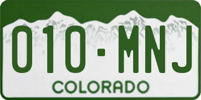 CO license plate 010MNJ