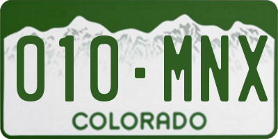 CO license plate 010MNX