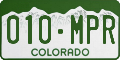 CO license plate 010MPR