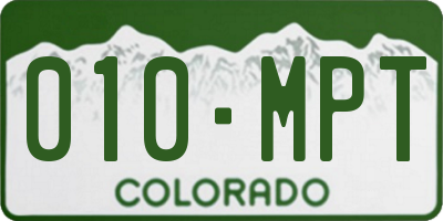 CO license plate 010MPT