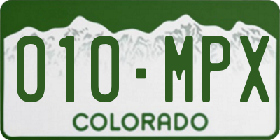 CO license plate 010MPX