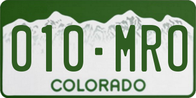 CO license plate 010MRO